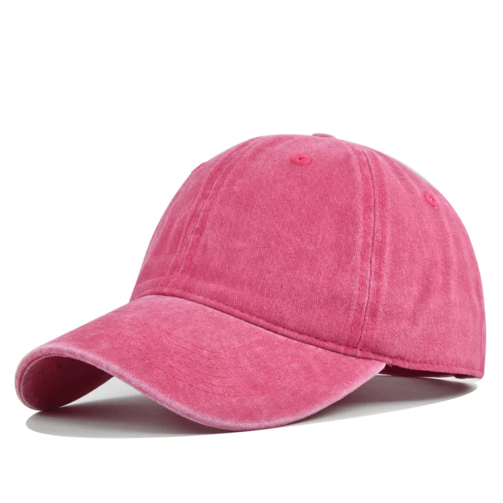 Unisex Retro Washed Cotton Baseball Cap – Solid Color Y2K Hip Hop Snapback Outdoor Sport Hat