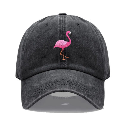 Animal Embroidery Flamingo Baseball Caps for Men Women Retro Soft Washed Cotton Dad Hat Snapback Cap Wholesale Dropshipping