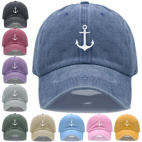Anchor Embroidered Baseball Cap for Women Men Fashion Adjustable Soft Washed Cotton Dad Hat Unisex Classic Golf Caps