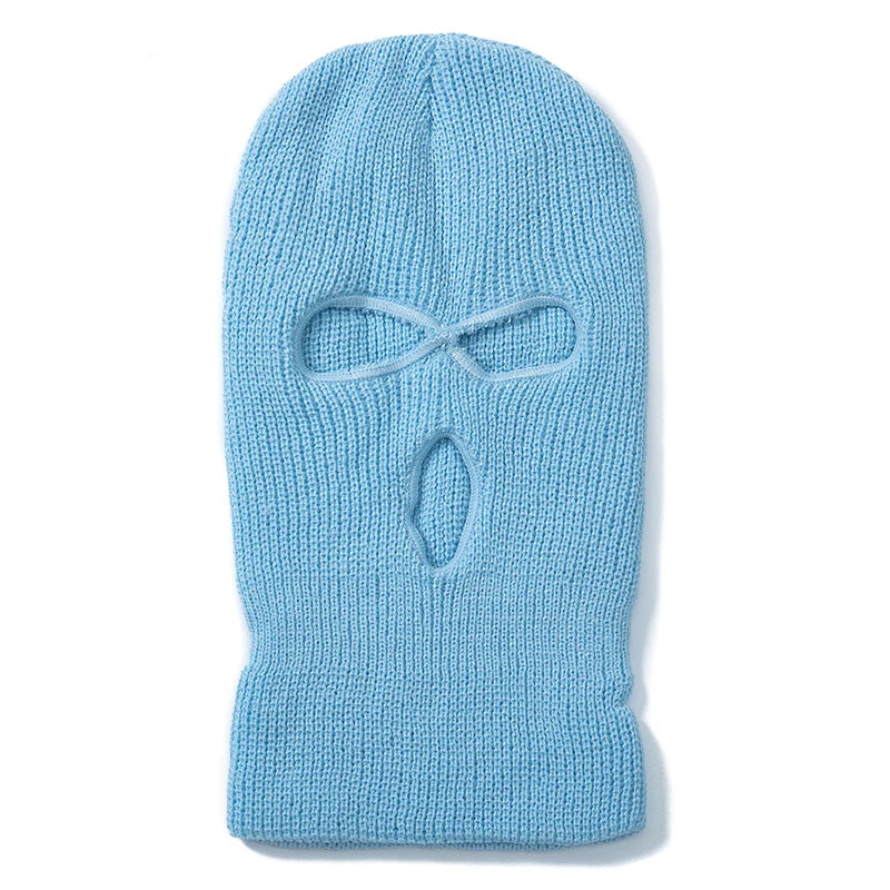 Hot Sale Unisex Balaclava Full Cover Style Ski Mask Hat 3 Holes Winter Hat Tactical Windproof Ribbed Knit Beanie Winter Warm Cap