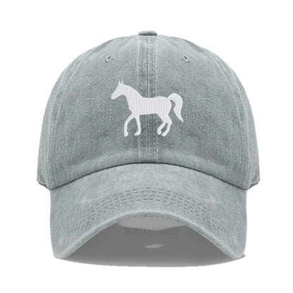 Horse Embroidered Baseball Cap for Women Men Fashion Adjustable Washed Cotton Dad Hat Unisex Classic Golf Caps