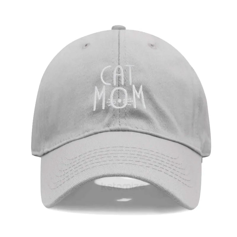 CAT MOM Embroidered Baseball Cap for Women Men Fashion Adjustable Soft Washed Cotton Dad Hat Unisex Classic Golf Caps