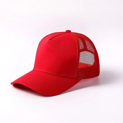 5 Pane Mesh  Baseball Cap Adult Hip Hop Curved Snapback Hats Summer Sunshade Sun Hat Simple Trucker Cap Advertising