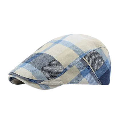 Spring Summer Dopamine Plaid Beret Duck Tongue Forward Hat British Style Visor Summer Hats for Women Men Sun Hats Dad's Hat Gift