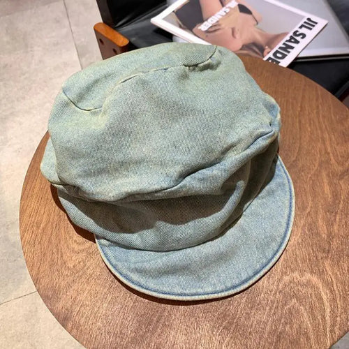 Beret Women Vintage Denim Octagonal Hat Berets Painter Cap Female Autumn Spring Hats For Women New Casual