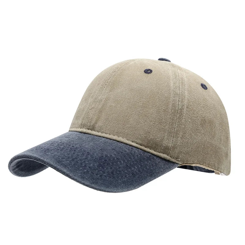 Unisex Washed Cotton Baseball Cap – Color-Matched Casual Snapback Sun Hat for Spring & Summer