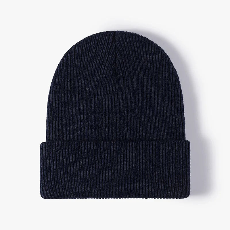 New Women Men Autumn Winter Warm Beanie Hat Solid Color Lady Male Stretch Knitted Crochet Beanies Hat Cap For Women Men