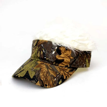 Streetwear Casual Camouflage Visor Hat Men Women Adjustable Sun Sunshade Hip Hop Baseball Cap With Spiked Hairs Wigs Casquatte