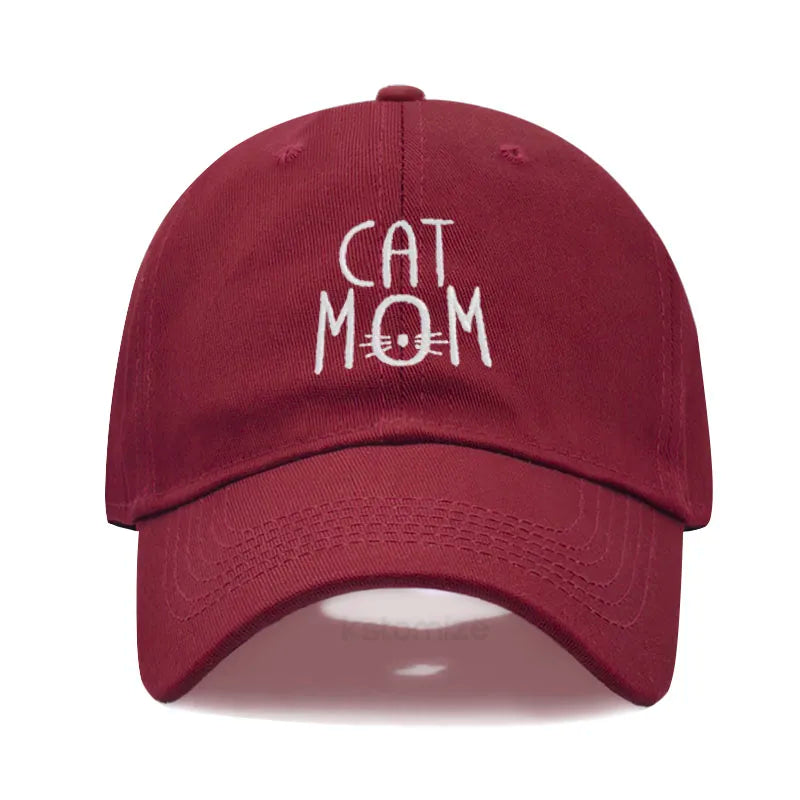CAT MOM Embroidered Baseball Cap for Women Men Fashion Adjustable Soft Washed Cotton Dad Hat Unisex Classic Golf Caps