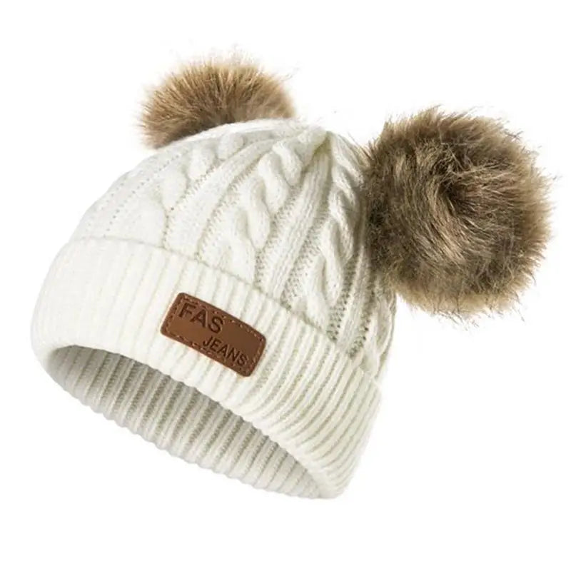 New Kid Hat Children Double Pompom Winter Hat  Cute Knitted Hat For Girls Boys Casual Girls Hat Baby Beanie Cap