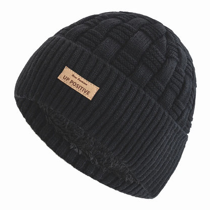 New Style Unisex UP POSITIVE Labal Winter Hats Outdoor Knitted Hats For Men Women Beanie Cap Plush Fur Lined Warm Sports Hats