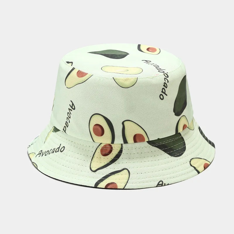 Creative Printed Fruit Pattern Bucket Cap Unisex Outdoor Leisure Fisherman Hat Summer Beach Uv Protection Sun hats Panama Bob