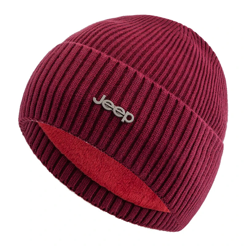 New Style Unisex Jeep Winter Hat Fur Lined Warm Classic Hat Cap Soft Beanie Hats For Men Women Thicken Ski Sports Knitted Hat