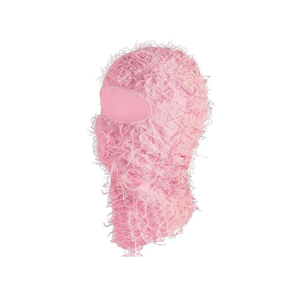 New Fuzzy Balaclava Hat Full Face Cover Ski Mask Knitted Beanies Distressed Winter Windproof Warm Bicycle Neck Camouflage Cap