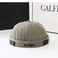 Unisex Vintage Docker Cap – Shark Embroidery Brimless Cotton Beanie Adjustable Dome Sun Hat