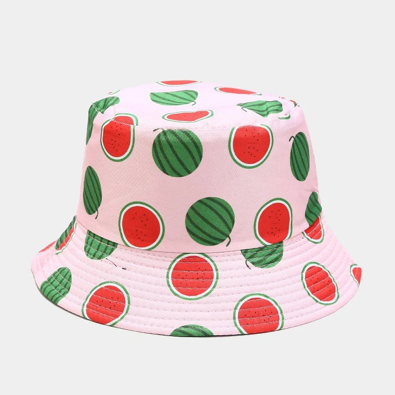 creative fruit pattern bucket hat men's and women's outdoor leisure sunscreen fishing sun hat double-sided beach basin cap