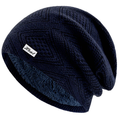 Hot Sale Unisex Warm Winter Hat HEAT Mark Skull Cap Diamond Grid Design Beanie Hat Thicken Winter Hats For Women Men Knit Hat