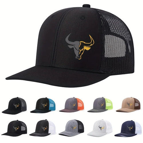 Bull Head Print Breathable Mesh Hats Summer Richardson Truck Driver Hat Men Women Outdoor Baseball Cap Fishing Peaked Caps