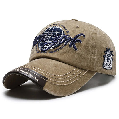 Vintage New York Embroidered Baseball Cap Soft Washed Dad Hat Letter Embroidery Washed Vintage Duckbill Cap