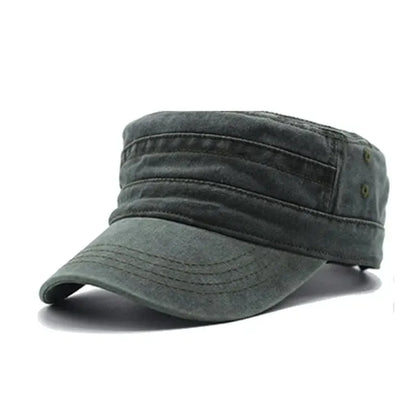 Unisex Washed Denim Flat Top Cap Retro Fishing Style Big Head Casual Outdoor Hat