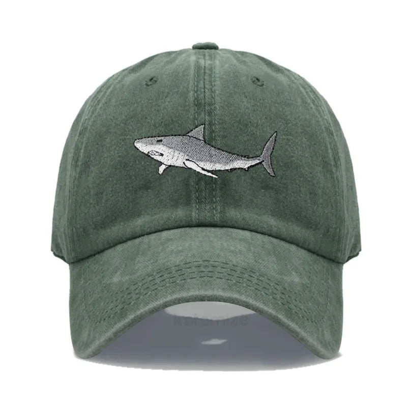 Animal Shark Embroidered Baseball Cap for Women Men Fashion Adjustable Washed Cotton Dad Hat Unisex Classic Golf Caps