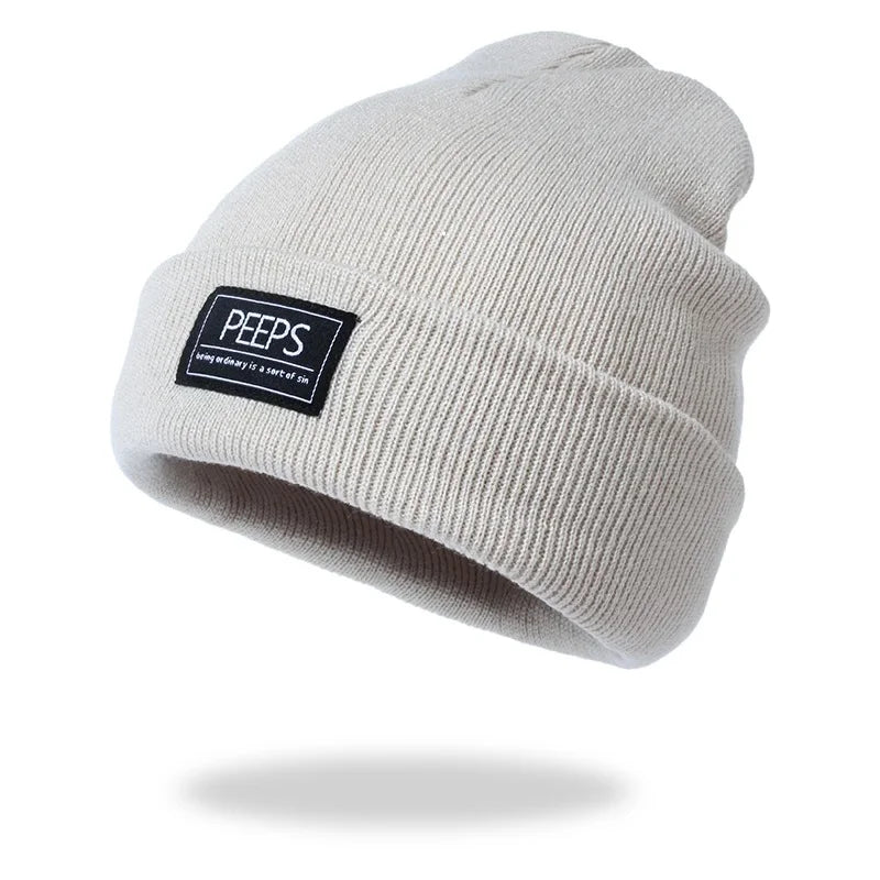 New Women Men Knitted Beanie Hat Cap Autumn Winter Male Lady Casual Embroidered Boy Girl Cap Hat For Women Men