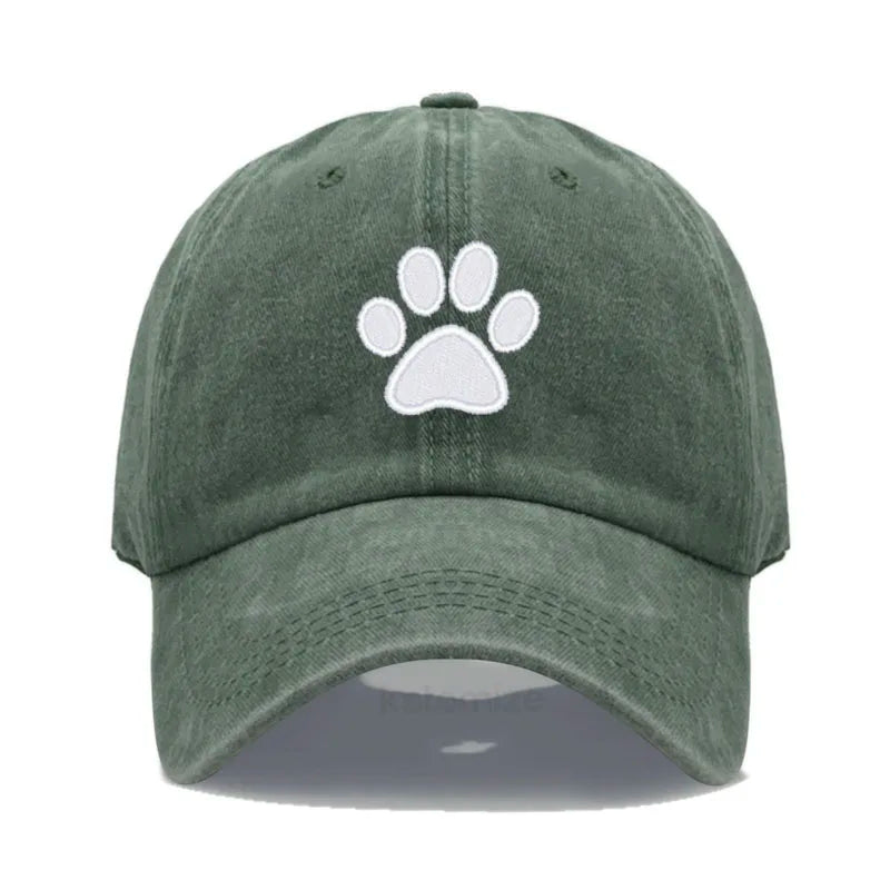 Dog Paw Embroidered Baseball Cap for Women Men Fashion Adjustable Washed Cotton Dad Hat Unisex Classic Golf Caps