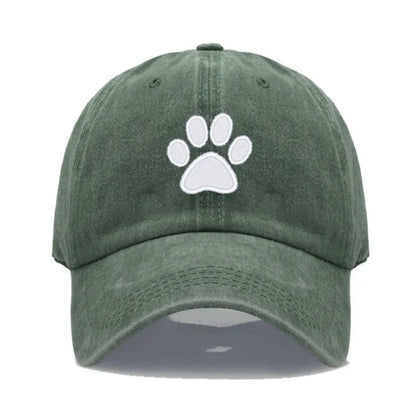 Dog Paw Embroidered Baseball Cap for Women Men Fashion Adjustable Washed Cotton Dad Hat Unisex Classic Golf Caps