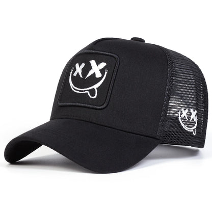 Unisex XX Smiling Face Embroidery Baseball Net Caps Spring and Summer Outdoor Adjustable Casual Hats Hip Hop Hat Sunscreen Hat