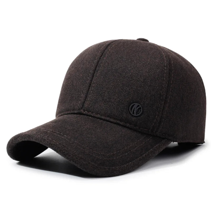 Men's Autumn and Winter Warm Baseball Cap Lined ted Hat Winter Ear Protection Unisex Outdoor Cap Warm Windproof