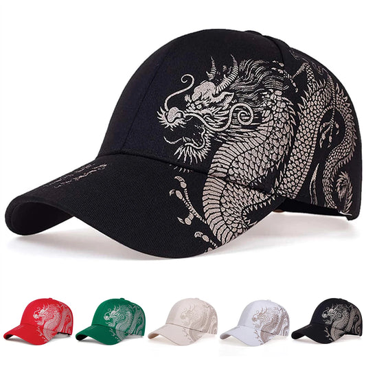 Unisex Golden Dragon Printing Baseball Caps Adjustable Casual Hats Spring and Autumn Outdoor Sunscreen Hat