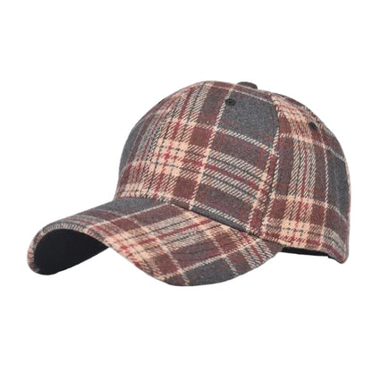 Fall Winter Hat Men's Spring Summer Outdoor Sunscreen Visor Classic Checkered Baseball Cap Hard Top Women's Cap Warm Peaked Cap