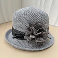Hat for Women's New Summer Round Top Curled Edge Top Hat Sun Protection BreathabeMiddle-aged and Elderly Mothers Sun Hat Party