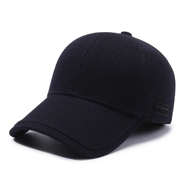 Men'S Winter Warm Hat Polyester Fleece Lining Sports Style Breathable Unisex Solid Color Dry Clean Only No Stretch Ear Flap Cap