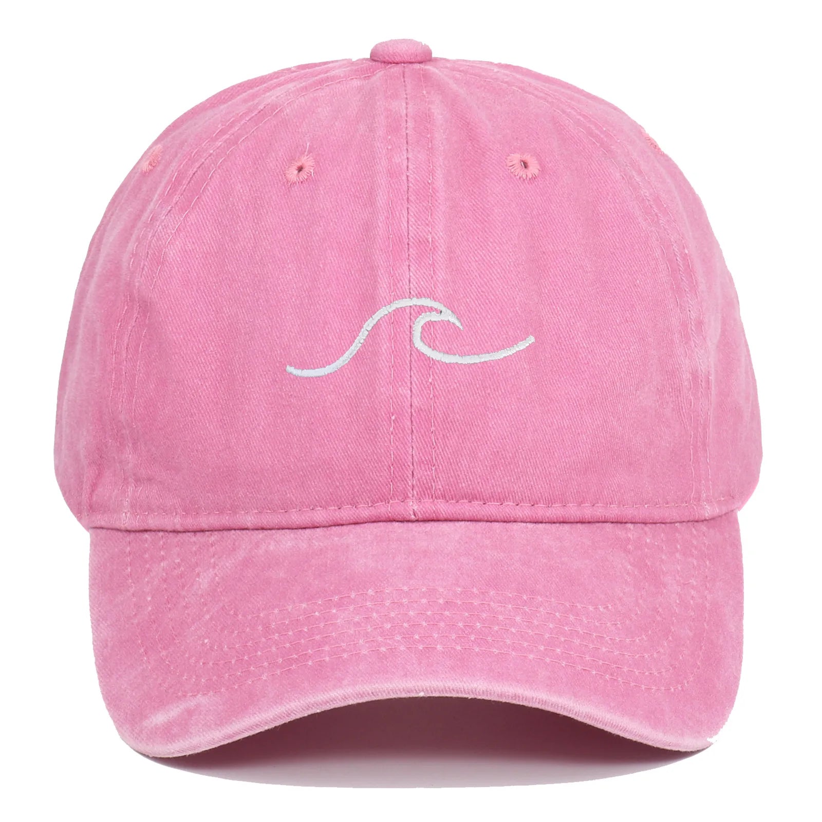 Wave Pattern Embroidered Baseball Cap For Men Women Vintage Washed Cotton Duckbill Sun Hat Outdoor Sport Distressed Dad Hats