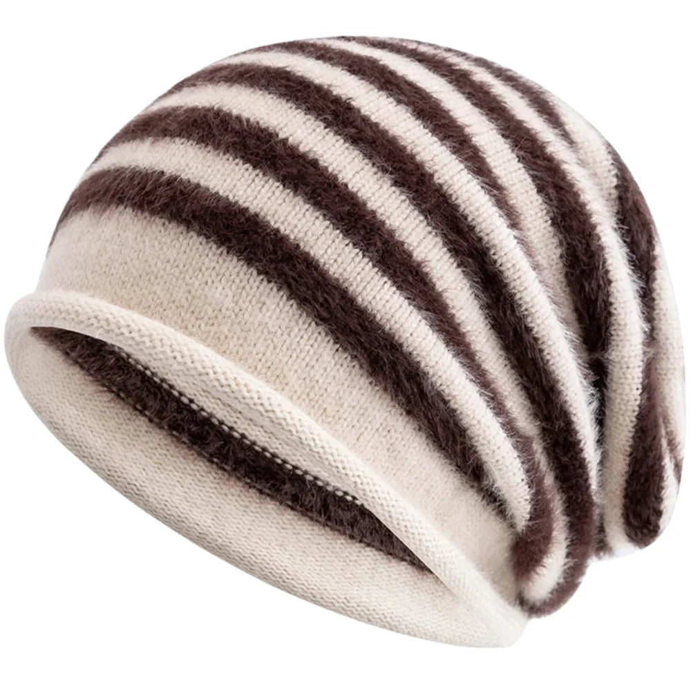 Hot Sale Fashion Woman Slouchy Beanie Casual Stripe Design Y2K Winter Hats For Female