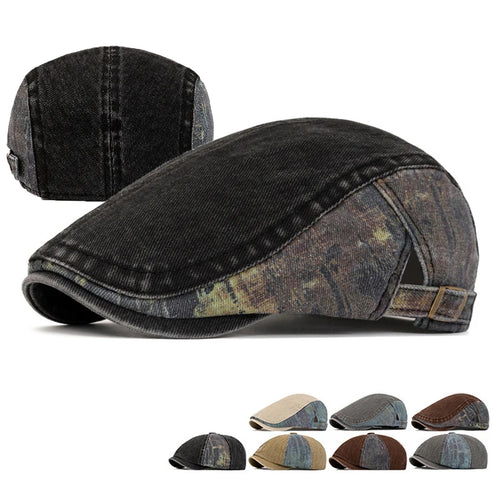 Unisex Wash Cotton Beret – Retro Adjustable Newsboy Flat Cap (Spring Summer Casual Painter Style Hat)