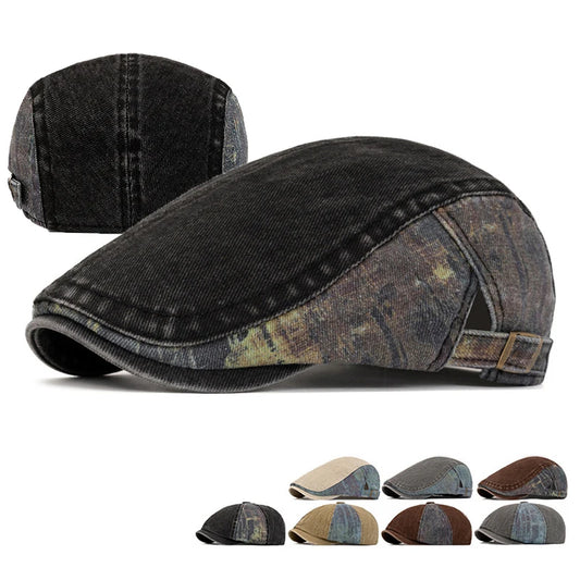 Unisex Wash Cotton Beret – Retro Adjustable Newsboy Flat Cap (Spring Summer Casual Painter Style Hat)