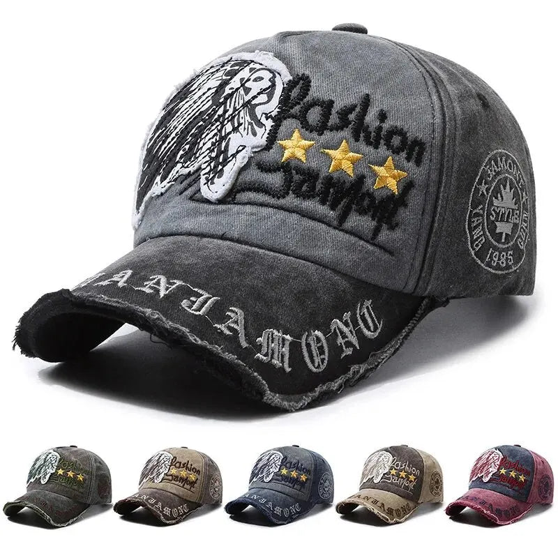Men’s Retro Distressed Baseball Cap Embroidered Casual Outdoor Sports Hat