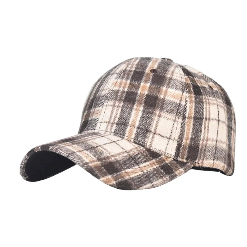Fall Winter Hat Men's Spring Summer Outdoor Sunscreen Visor Classic Checkered Baseball Cap Hard Top Women's Cap Warm Peaked Cap