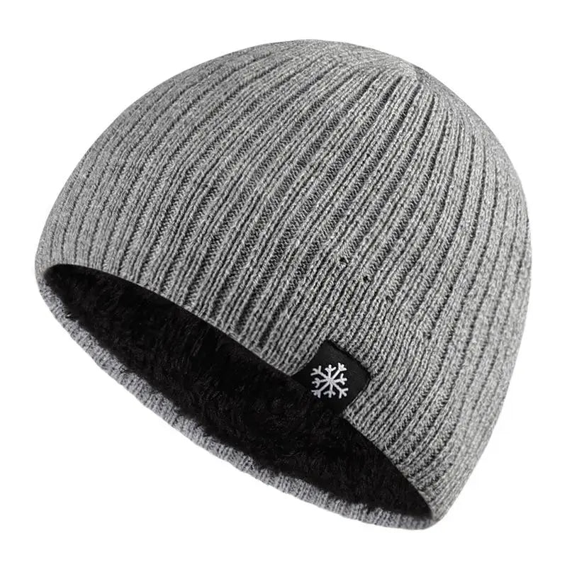 Unisex Snow Labal Winter Hats Solid Color Knitted Hats For Men And Women Beanie Cap Outdoor Add Fur Lining Warm Sports Hats
