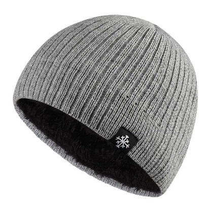 Unisex Snow Labal Winter Hats Solid Color Knitted Hats For Men And Women Beanie Cap Outdoor Add Fur Lining Warm Sports Hats