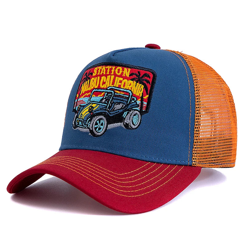 Unisex Summer Fishing Cap Breathable Mesh Trucker Hat Men Women Big Truck Embroidered Snapback Outdoor Fishing Hat