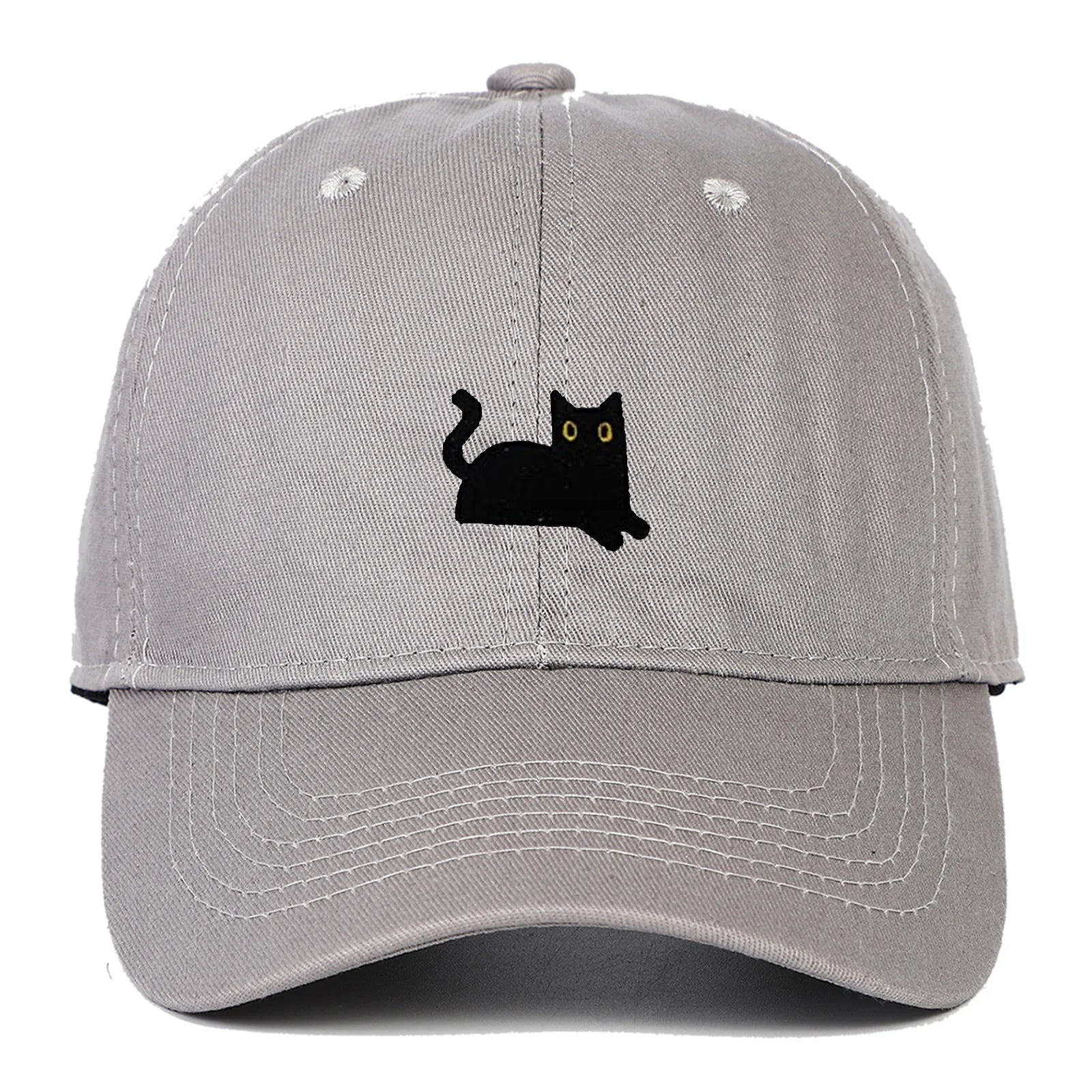 New Cute Cat Embroidery Soft Top Baseball Cap Men and Women Summer Visor Outdoor Hip Hop Dad Hat Black
