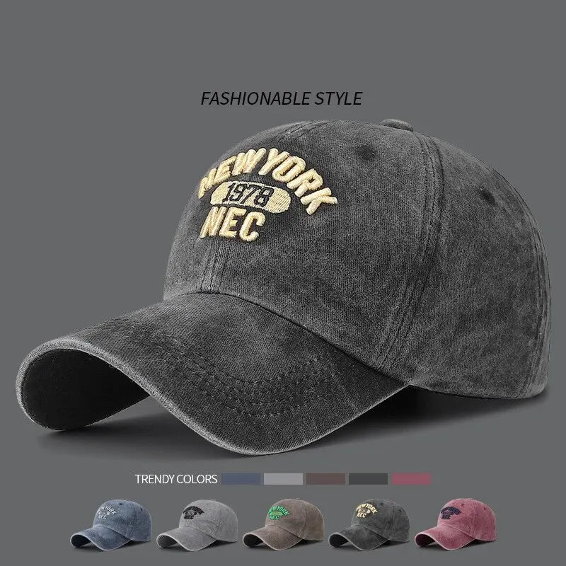 Unisex Washed Cotton Baseball Cap Korean Style Embroidered Letter Soft Top Hat