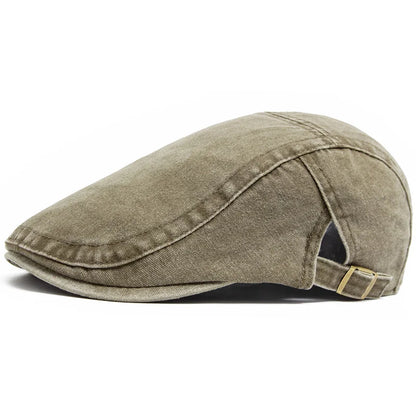 Unisex Vintage Cotton Beret – Flat Visor Newsboy Cap, Adjustable Summer Sun Hat