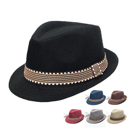 Golexury Summer Fedoras Spring and Summer Korean Party Jazz Hat Cotton Linen Top Hat  for Buchet Hat Panama Cap