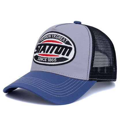 New Style Unisex Baseball Cap Classic STATION Letter Pattern Mesh Cap Men And Women Breathable Streetwear Summer Trucker Hat