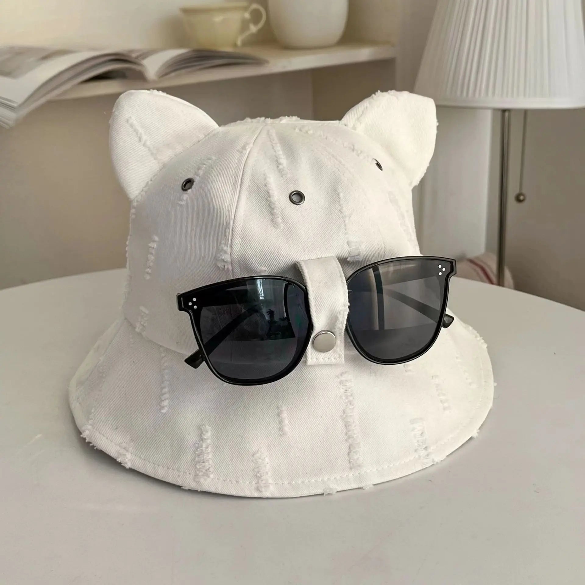 Cute Cartoon Bucket Hat With Glasses Women Spring And Summer Fashion Bob Chapeau Outdoor Sunscreen Sun Fishing Cap Panama
