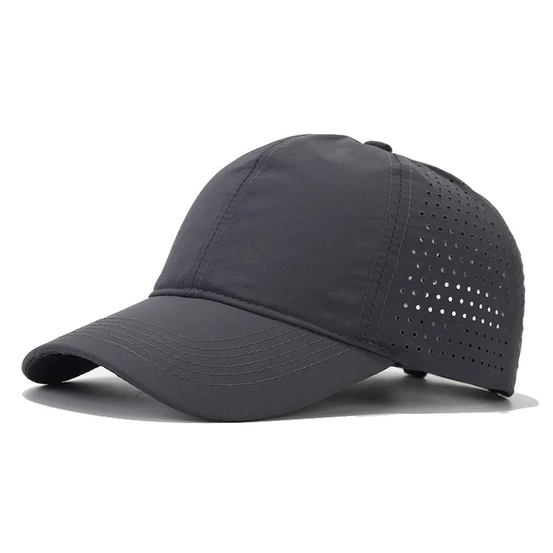 Unisex Mesh Quick-Dry Baseball Cap – Moisture-Wicking Breathable Adjustable Sun Visor Fishing Outdoor Hat